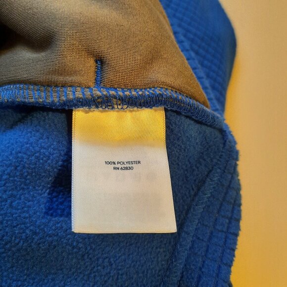 Lands End Jacket Mens XL‎ Blue Neon Grid Fleece 1/4 Pullover Sweater Hiking Ski - Picture 6 of 10